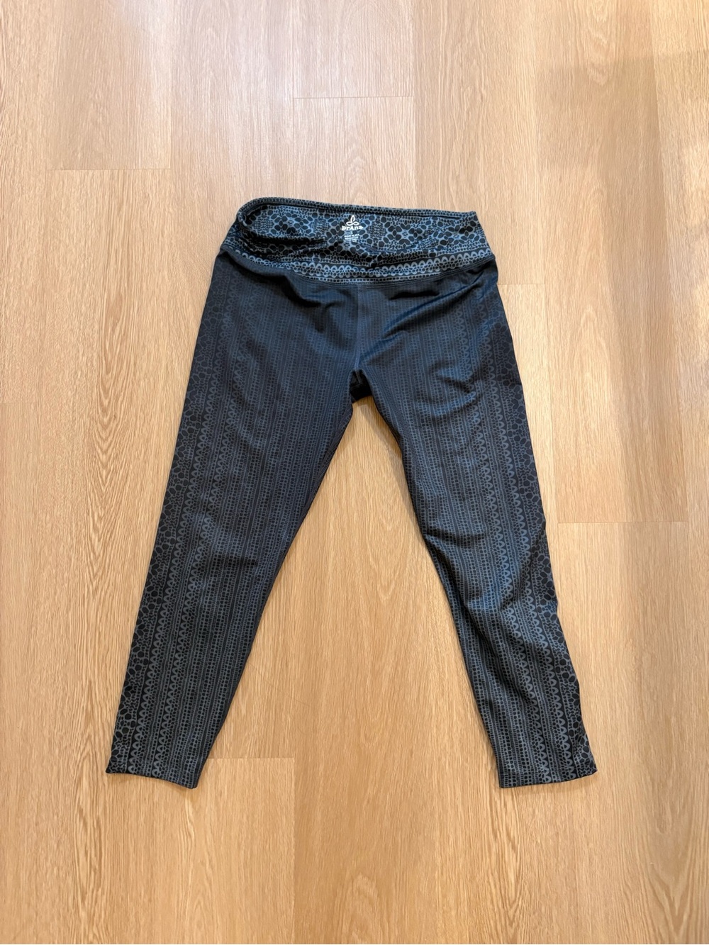 Prana Black Leggings with Decorative Fold-Over Waistband